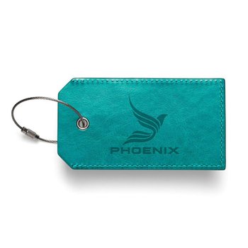 Leeman Leatherette Luggage Tag With ID Panel - Debossed Personalization Available from Positive Promotions