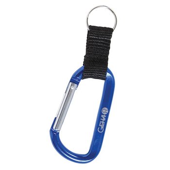 Carabiner With Strap & Split Ring  - Laser-Engraved Personalization Available from Positive Promotions