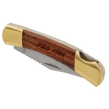 Small Silver & Rosewood Pocket Knife - Laser-Engraved Personalization Available from Positive Promotions