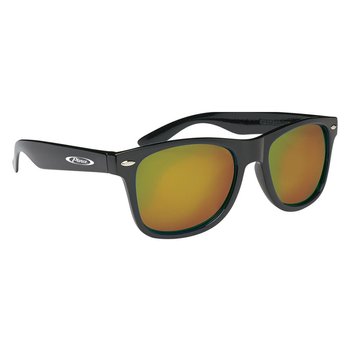 Black Sunglasses With Mirrored Lenses - One-Color Personalization Available from Positive Promotions