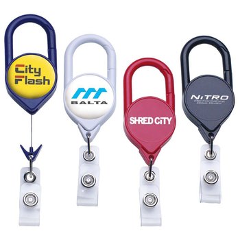 Jumbo Carabiner Retractable Badge Reel - Personalization Available from Positive Promotions