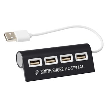 4-Port Aluminum Wave USB Hub - One-Color Personalization Available from Positive Promotions