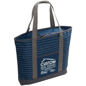 Striped Canvas Tote Bag - Personalization Available from Positive Promotions