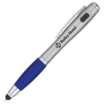 Satin Stylus Pen & Flashlight (Silver Barrels) - Personalization Available from Positive Promotions