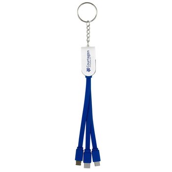 Swivel 3-in-1 Keychain Cable with Type C USB - Personalization Available from Positive Promotions