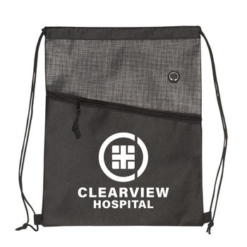 Tonal Heathered Non-Woven Drawstring Backpack - One-Color Personalization Available from Positive Promotions