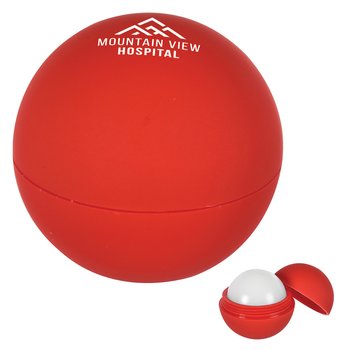 Rubberized Round Lip Moisturizer Ball With Holder - Personalization Available from Positive Promotions