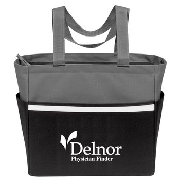 Two-Tone Accent Zip Tote - Personalization Available from Positive Promotions