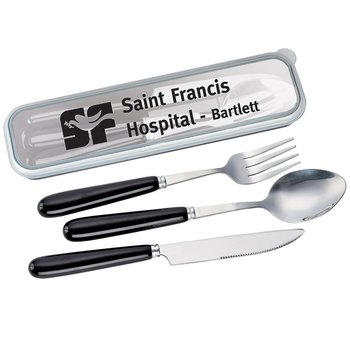 3 Piece Stainless Steel Cutlery Set in Travel Case from Positive Promotions