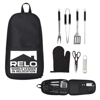 7-Piece Deluxe BBQ Set In Carrying Case - Personalization Available from Positive Promotions