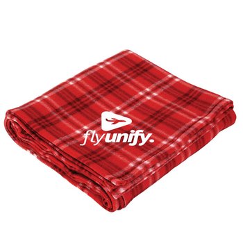 Plaid Fleece Blanket - Personalization Available from Positive Promotions