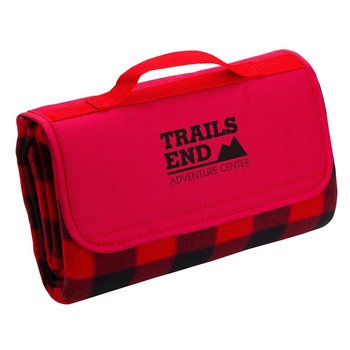 Buffalo Plaid Red Barrel Fleece Blanket - Personalization Available from Positive Promotions