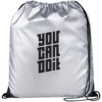 Oriole Reflective Drawstring Bag - Personalization Available from Positive Promotions