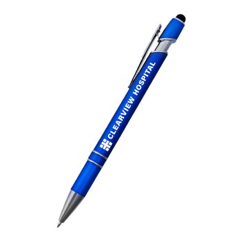 Crown Deluxe Metallic Finish Click-Action Stylus Pen - Personalization Available from Positive Promotions