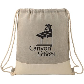 Two-Toned Recycled Cotton Drawstring Backpack from Positive Promotions