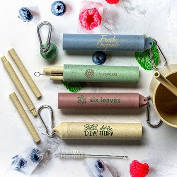 Wheat Straw Keychain Set - Personalization Available from Positive Promotions