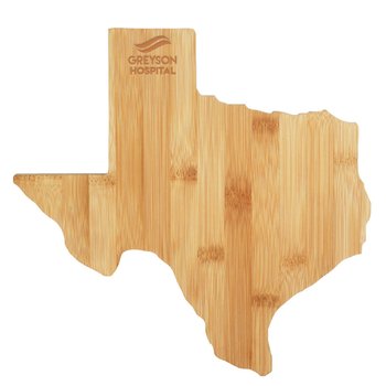 Texas Bamboo Cutting Board - Laser-Engraved Personalization Available from Positive Promotions