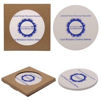 Single Round Stone Coaster - Personalization Available from Positive Promotions