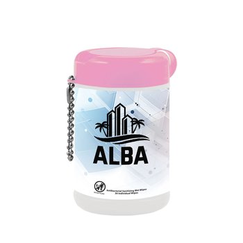Antibacterial Wet Wipes 30-Pack in Canister - One-Color Personalization Available from Positive Promotions