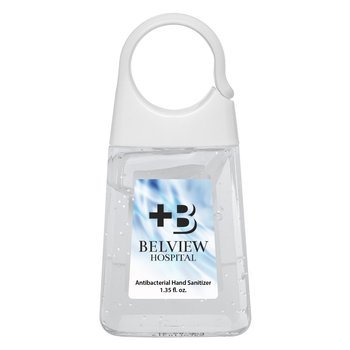 Hand Sanitizer 1.35-Oz. with Moisture Beads & Carabiner Clip - Personalization Available from Positive Promotions