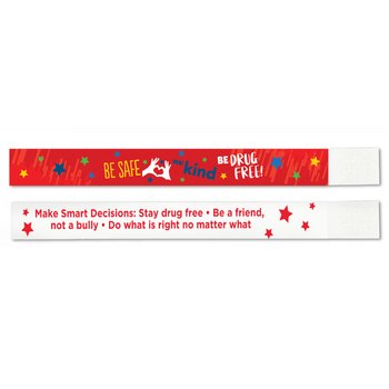 Be Safe, Be Kind, Be Drug Free! 2-Sided Paper Bracelets - Pack of 100 from Positive Promotions