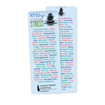 101 Ways To Manage Stress Bookmark - Personalization Available from Positive Promotions