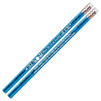 In A World Where You Can Be Anything, Be Kind Blue Sparkle Foil Pencil - Pack of 25 from Positive Promotions