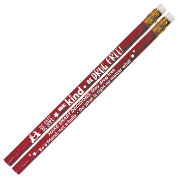 Be Safe, Be Kind, Be Drug Free! Red Sparkle Foil Pencil - Pack of 100 from Positive Promotions