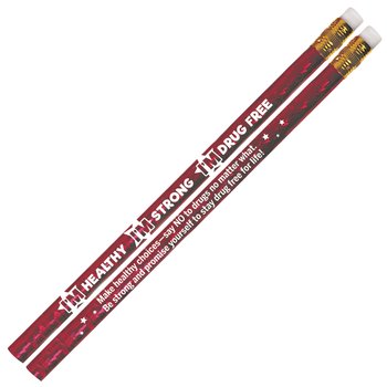 I'm Healthy, I'm Strong, I'm Drug Free Red Sparkle Foil Pencil - Pack of 100 from Positive Promotions