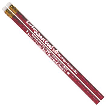 Keep Our School Cool: No Drugs, No Bullying Red Sparkle-Foil Pencil - Pack of 100 from Positive Promotions