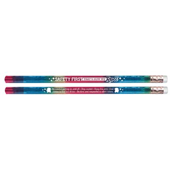 Safety First: That's How We Roll Rainbow Sparkle-Foil Pencil - Pack of 25 from Positive Promotions