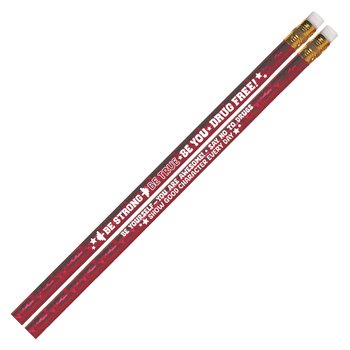 Be Strong, Be True, Be You: Drug Free! Red Sparkle-Foil Pencil - Pack of 100 from Positive Promotions