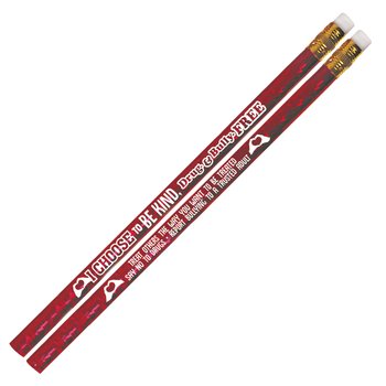 I Choose to Be Kind, Drug & Bully Free Red Sparkle-Foil Pencil - Pack of 100 from Positive Promotions