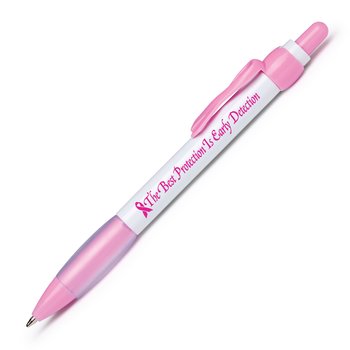 The Best Protection Is Early Detection Jasmine Pink Ribbon Clip Pen from Positive Promotions