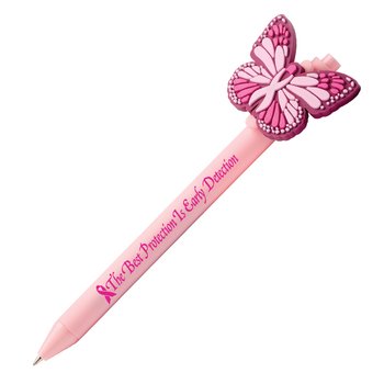 The Best Protection Is Early Detection Butterfly/Ribbon Charm Gel Pen from Positive Promotions