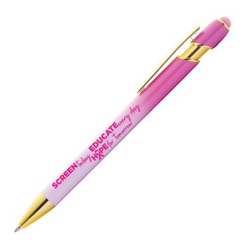 Screen Today, Educate Every Day, Hope for Tomorrow Pink Ombré Stylus Pen from Positive Promotions