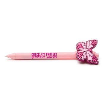 Check Yourself Protect Yourself Butterfly/Ribbon Charm Pen from Positive Promotions
