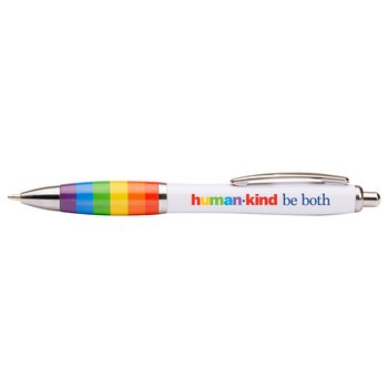 Human-Kind: Be Both Rainbow Grip Curve Pen from Positive Promotions