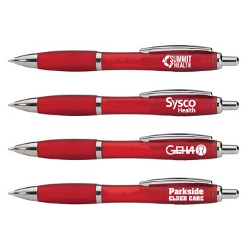 Red Satin Grip Pen - One-Color Personalization Available from Positive Promotions