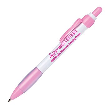 Hope Makes a Difference Jasmine Pink Ribbon Clip Pen - One-Color Personalization Available from Positive Promotions