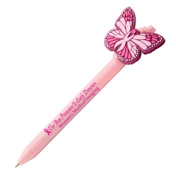 The Best Protection Is Early Detection Butterfly/Ribbon Charm Gel Pen - One-Color Personalization Available from Positive Promotions