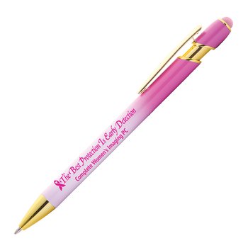 The Best Protection Is Early Detection Pink Ombré Stylus Pen - One-Color Personalization Available from Positive Promotions