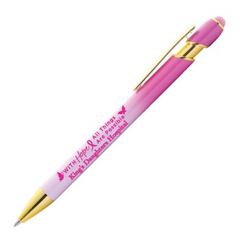 With Hope, All Things Are Possible Pink Ombré Stylus Pen - One-Color Personalization Available from Positive Promotions