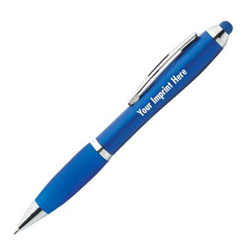 Twist Action Blue Stylus Comfort Grip Pen - Personalization Available from Positive Promotions