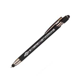 Black/Titanium Nova Dual-Stylus Soft-Touch Metal Pen - One-Color Personalization Available from Positive Promotions