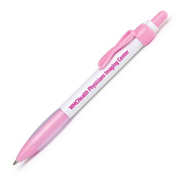 Jasmine Pink Ribbon Clip Pen - One-Color Personalization Available from Positive Promotions