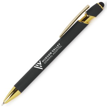 Gold Ultimate Soft-Touch Metal Stylus Pen - One-Color Personalization Available from Positive Promotions