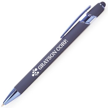 Navy Ultimate Soft-Touch Metal Stylus Pen - One-Color Personalization Available from Positive Promotions