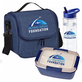 Portland Cooler/Lunch Bag, Locking Stacker Food Container & Solara Water Bottle 24-oz. from Positive Promotions
