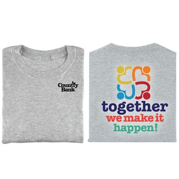 Together We Make It Happen Positive 2-Sided T-Shirt - Personalization Available from Positive Promotions